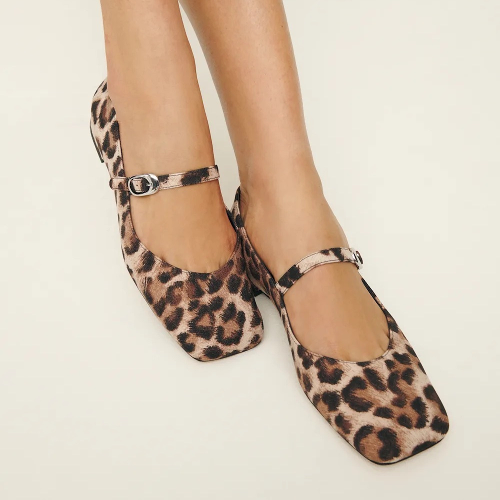NIB Reformation Melissa Leopard Print Mary Jane Flats